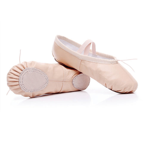 Ballet Shoes - Genuine Leather Split Sole Cross Strap (#218)