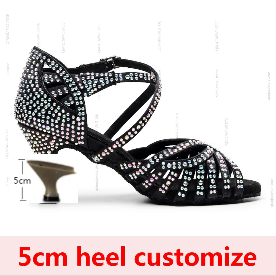 Latin Czech Rhinestones Dance Shoes - 5cm/6cm/7.5cm/8,5cm heel