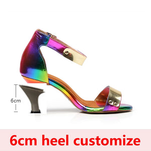 Patent Leather Dance Shoes-Rainbow 6cm heel