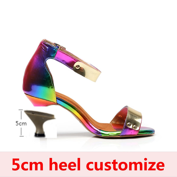 Patent Leather Dance Shoes-Rainbow 5cm heel