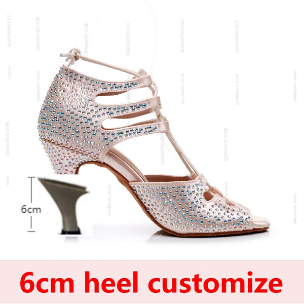 Salsa Ballroom Rhinestones Dance Shoes Rhinestones -6cm/7.5cm/8,5cm/9cm/10cm heel
