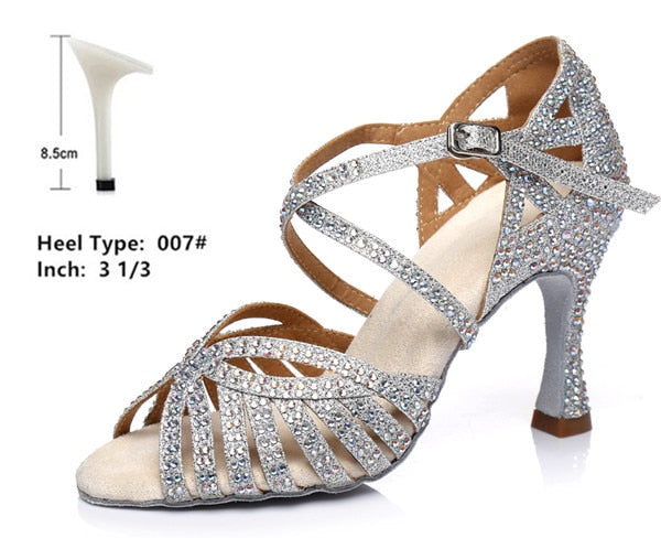 Latin Dance Shoes with Rhinestones L397- 6cm/7.5cm/8,5cm/9cm/10cm heel