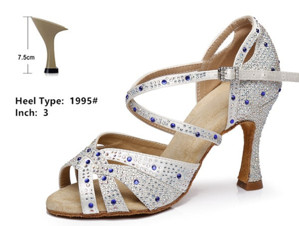 Rhinestone Latin Dance Shoes - 6cm/7.5cm/8,5cm/9cm/10cm heel
