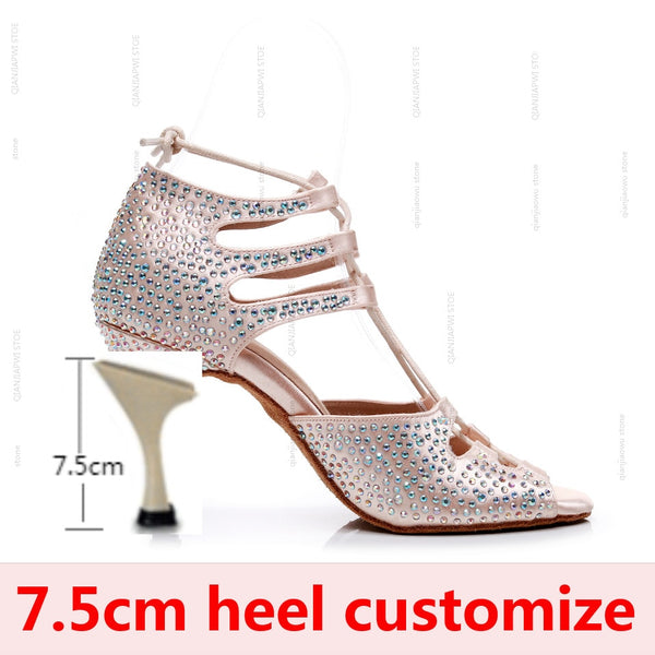 Salsa Ballroom Rhinestones Dance Shoes Rhinestones -6cm/7.5cm/8,5cm/9cm/10cm heel