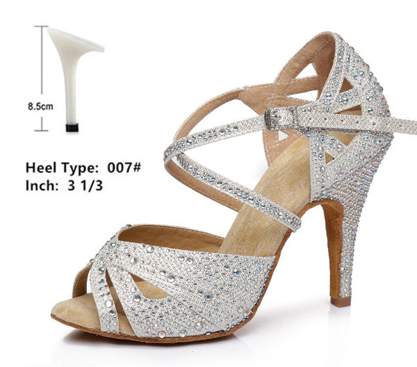 Rhinestones Salsa Shoes - 6cm/7.5cm/8,5cm/9cm/10cm heel
