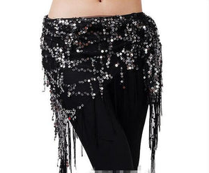 Belly dance costumes sequins tassel hip scarf