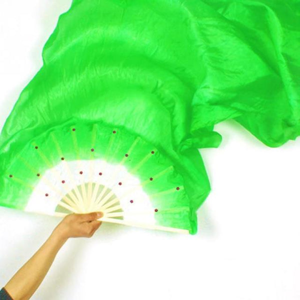 New 1.8m Hand Made Colorful Belly Dance Women Costume Bamboo Long Silk Fans Veil Silk Fan