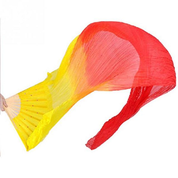 New 1.8m Hand Made Colorful Belly Dance Women Costume Bamboo Long Silk Fans Veil Silk Fan